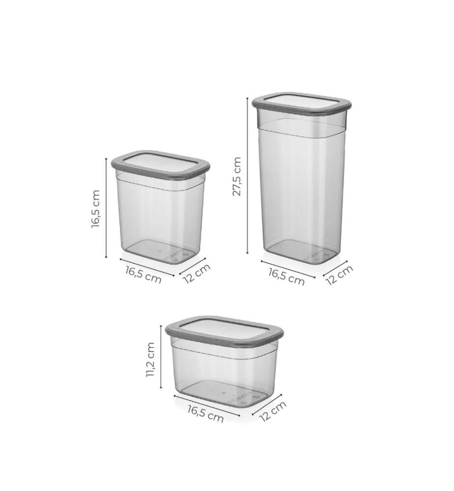 Storage Box Set, 12 Pieces, Anthracite, Plastic, Bpa Free