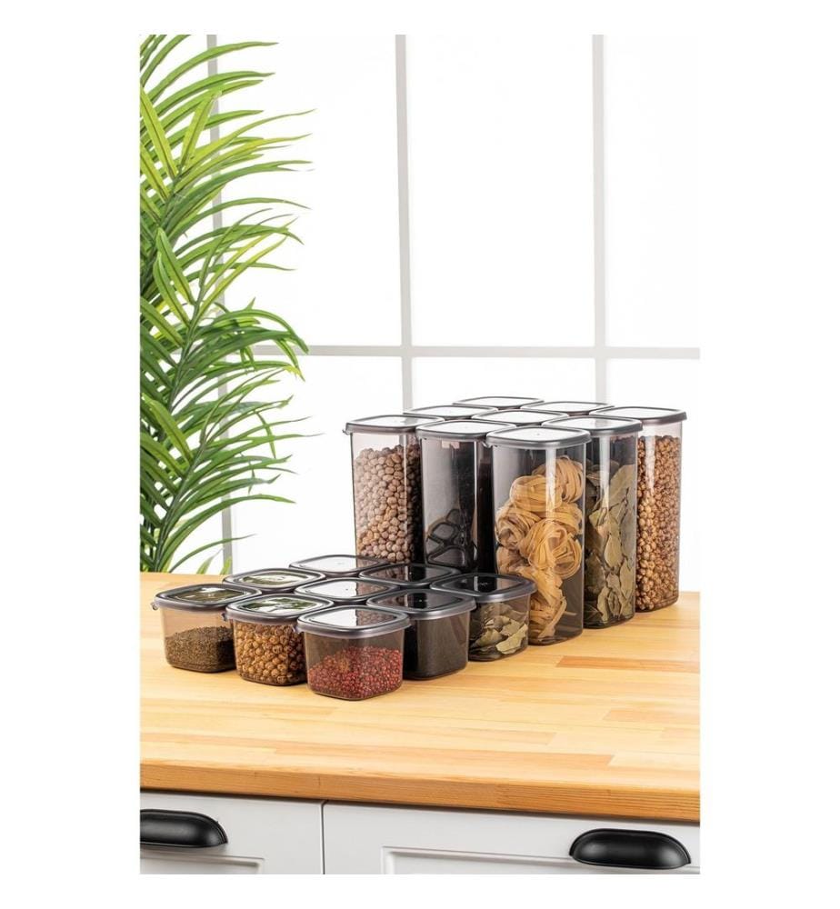 Storage Box Set, 18 Pieces, Anthracite, 100% Plastic