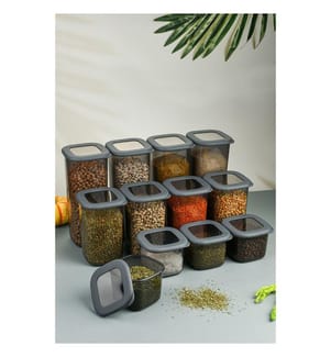 Set di contenitori, 12 pezzi, Antracite, 100% Plastic