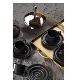 Kaffeetassen-Set, 12-teilig, Anthrazit, 100% Porcelain