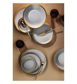 Service de table, 8 pièces, gris, or, 100% Porcelain