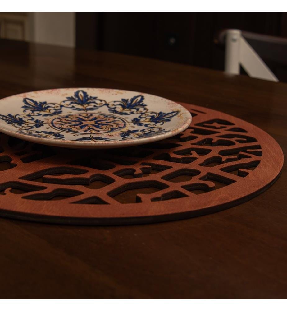 Table Mat Set, 4 Pieces, Rose, 100% Wooden, Handmade