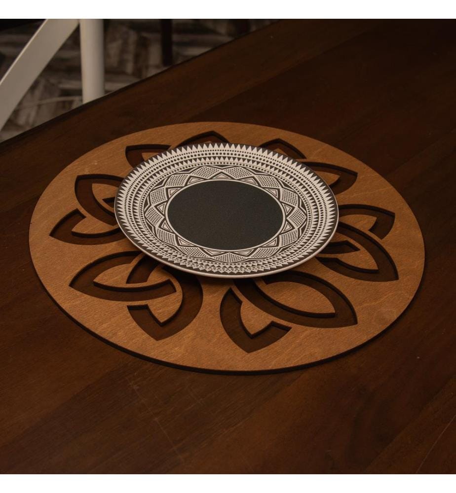 Table Mat Set, 4 Pieces, Walnut, 100% Wooden, Handmade