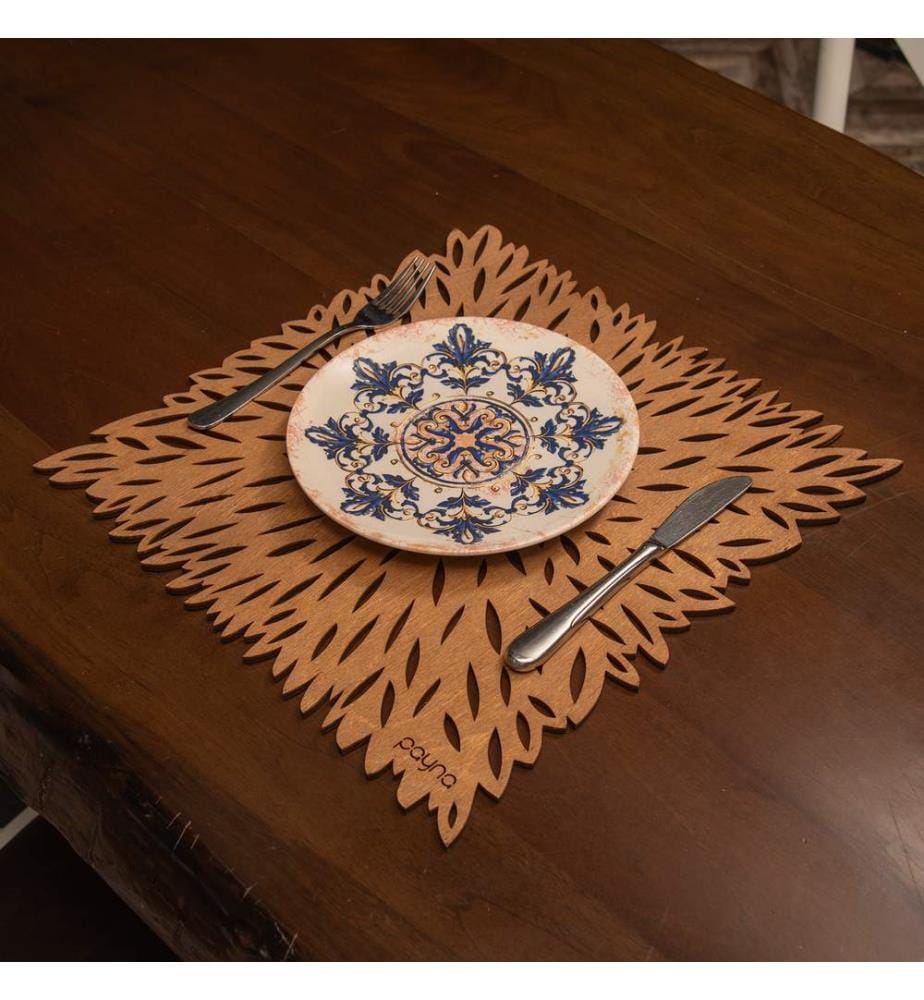 Table Mat Set, 4 Pieces, Walnut, 100% Wooden, Handmade