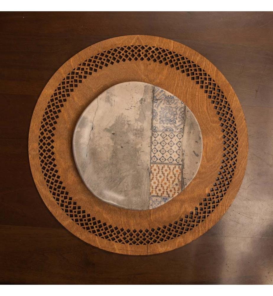 Table Mat Set, 4 Pieces, Walnut, 100% Wooden, Handmade