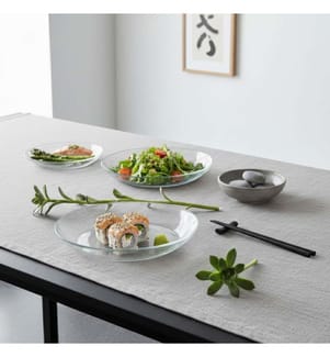 Teller-Set, 3-teilig, transparent, 100% Glas