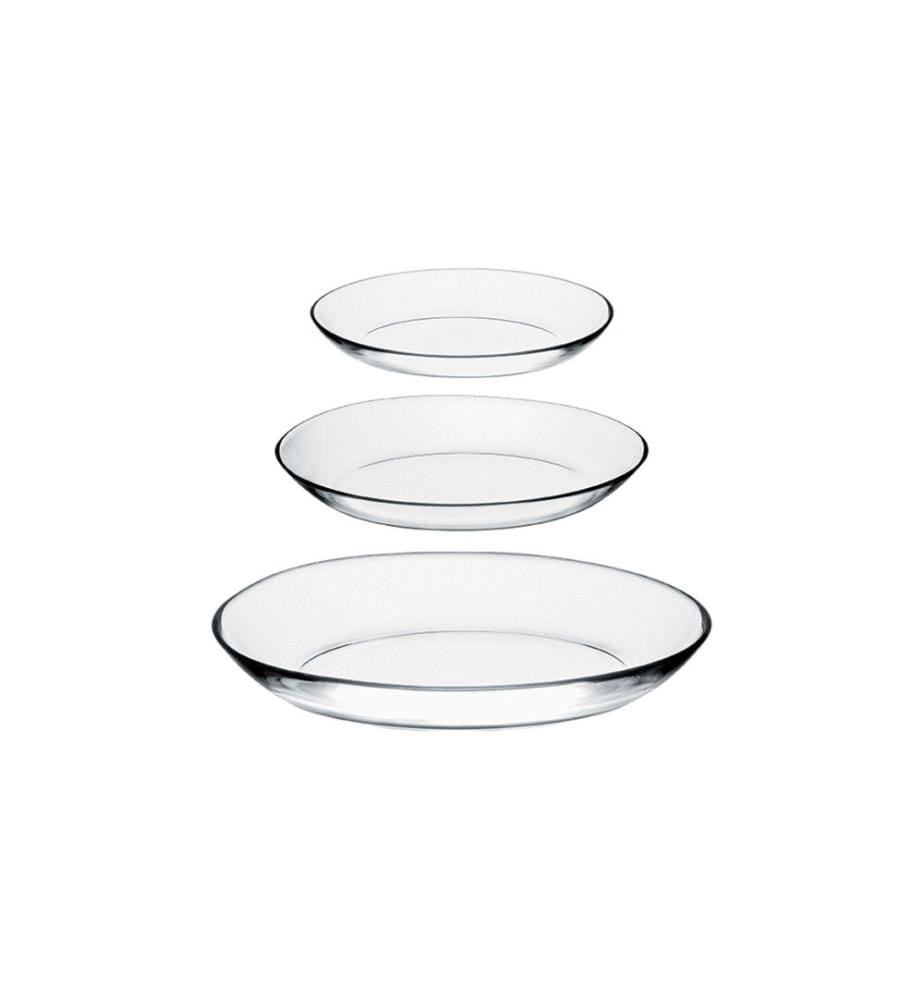 Teller-Set, 3-teilig, transparent, 100% Glas