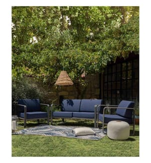 Divano Da 1 Seggio Da Giardino, Blu Scuro, Metallo Telaio