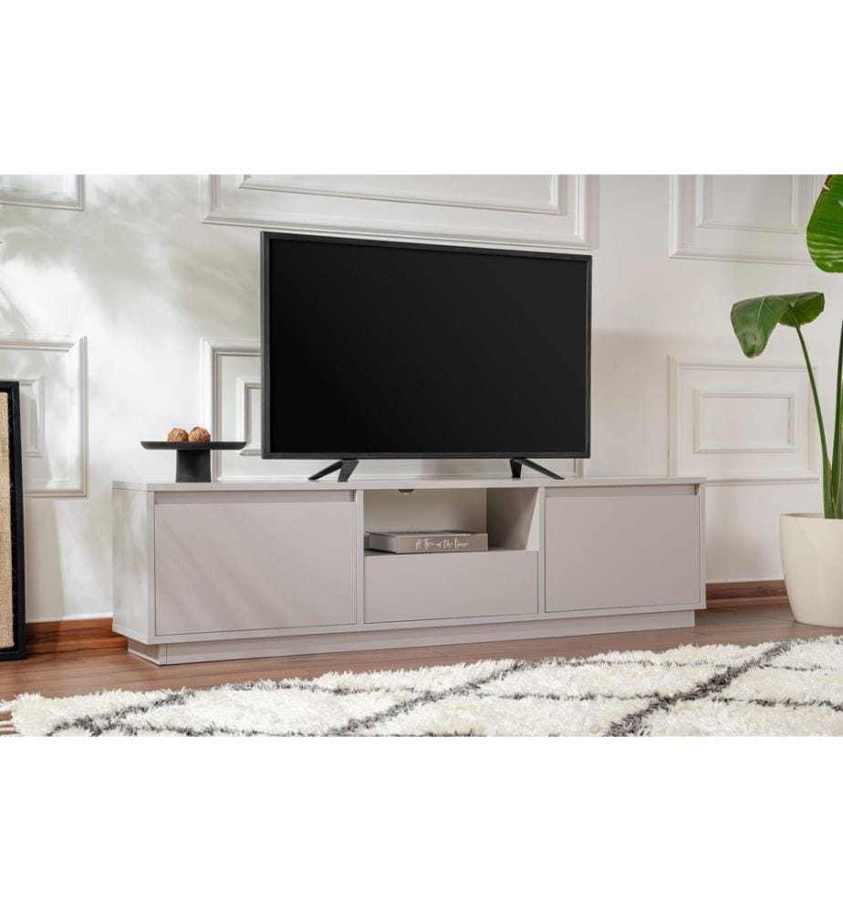 Meuble TV, gris, PANNEAU DE PARTICULES 100 % MÉLAMINÉ