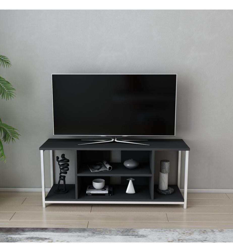 Bianco, Antracite, Mobili Tv, 50.8X120X35 cm, Piastra Di Particelle Rivestita Con Melamina