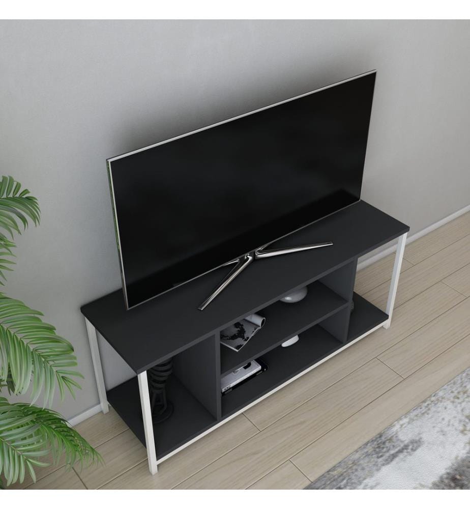 Bianco, Antracite, Mobili Tv, 50.8X120X35 cm, Piastra Di Particelle Rivestita Con Melamina