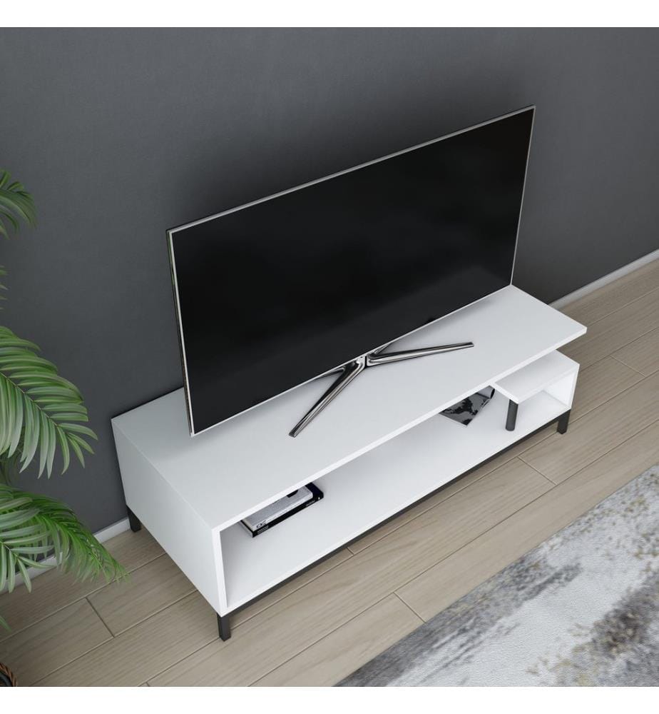 Nero, Bianco, Armadi Tv, 37.6X120X44,6 cm, Piastra Di Particelle Con Rivestimento A Base Di Melamina
