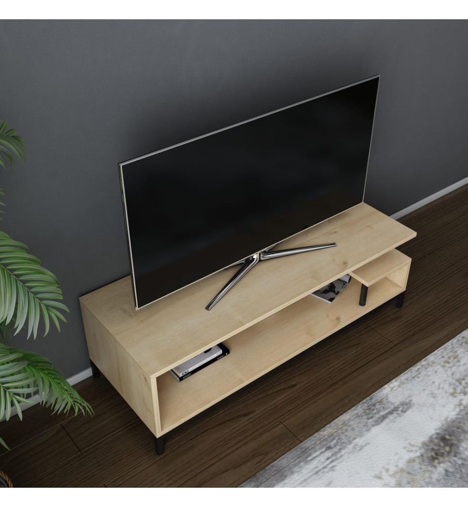 Nero, Quercia, Armadi Tv, 37.6X120X44,6 cm, Piastra Di Particelle Con Rivestimento Melamina