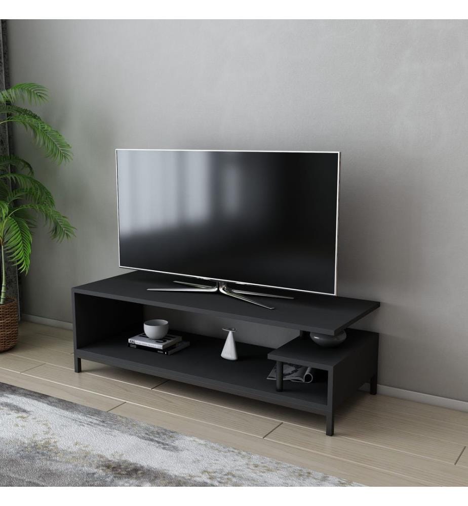 Nero, Armadi Tv, 37.6X120X44,6 cm, Piastra Di Particelle Rivestita Con Melamina