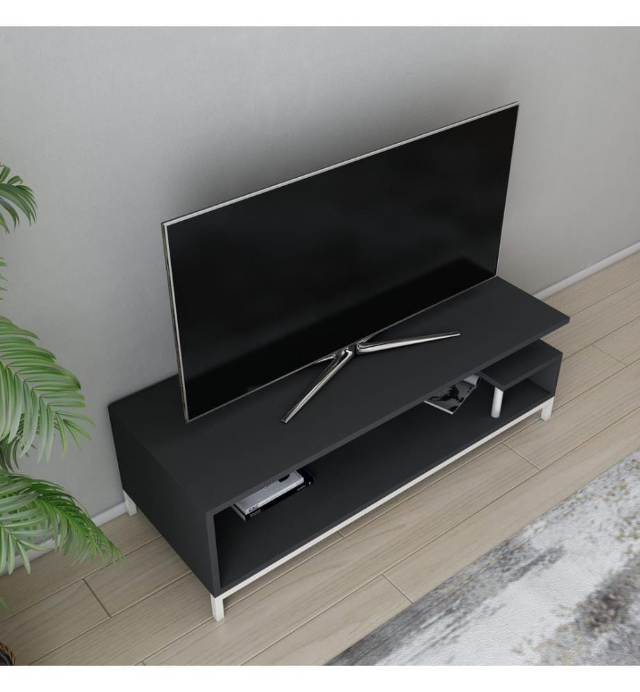 Bianco, Antracite, Armadi Tv, 37.6X120X44,6 cm, Piastra Di Particelle Rivestita Con Melamina