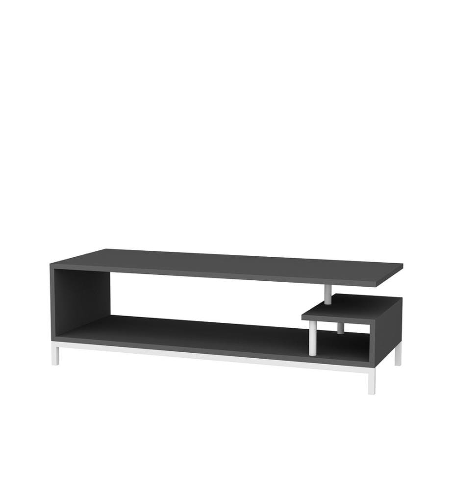 Bianco, Antracite, Armadi Tv, 37.6X120X44,6 cm, Piastra Di Particelle Rivestita Con Melamina
