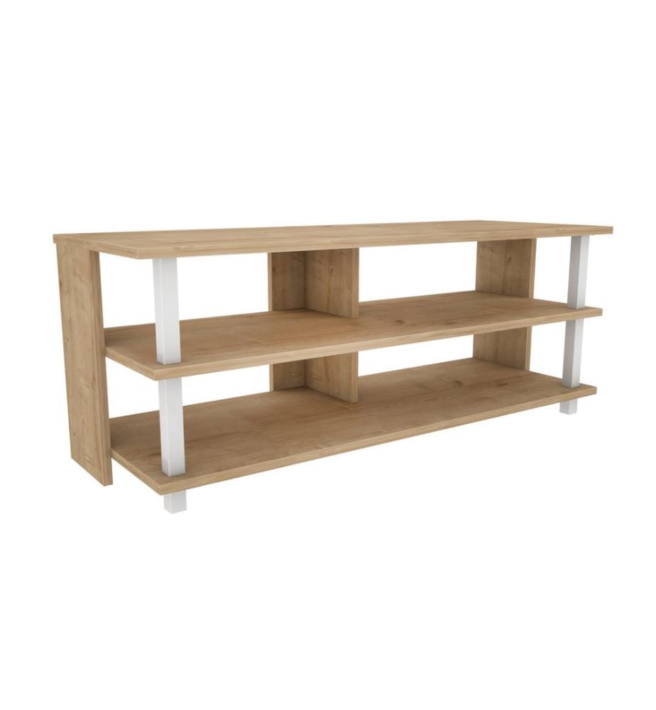 Bianco, Quercia, Armadi Tv, 47.4X120X44,6 cm, Piastra Di Particelle Rivestita Con Melamina