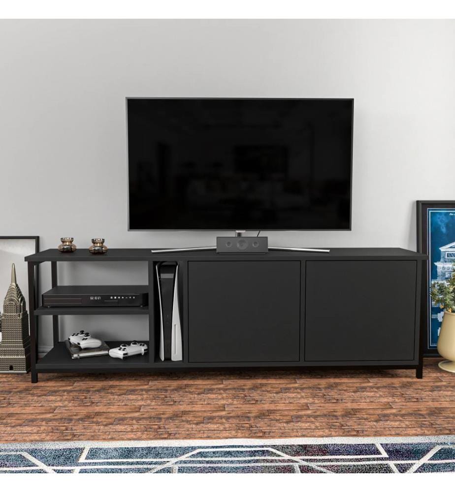 TV Stand, BlackAnthracite, Melamine Coated Particle Board