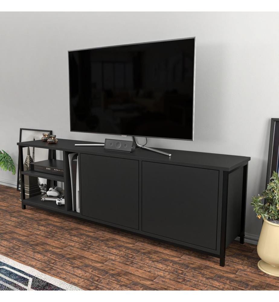 TV Stand, BlackAnthracite, Melamine Coated Particle Board