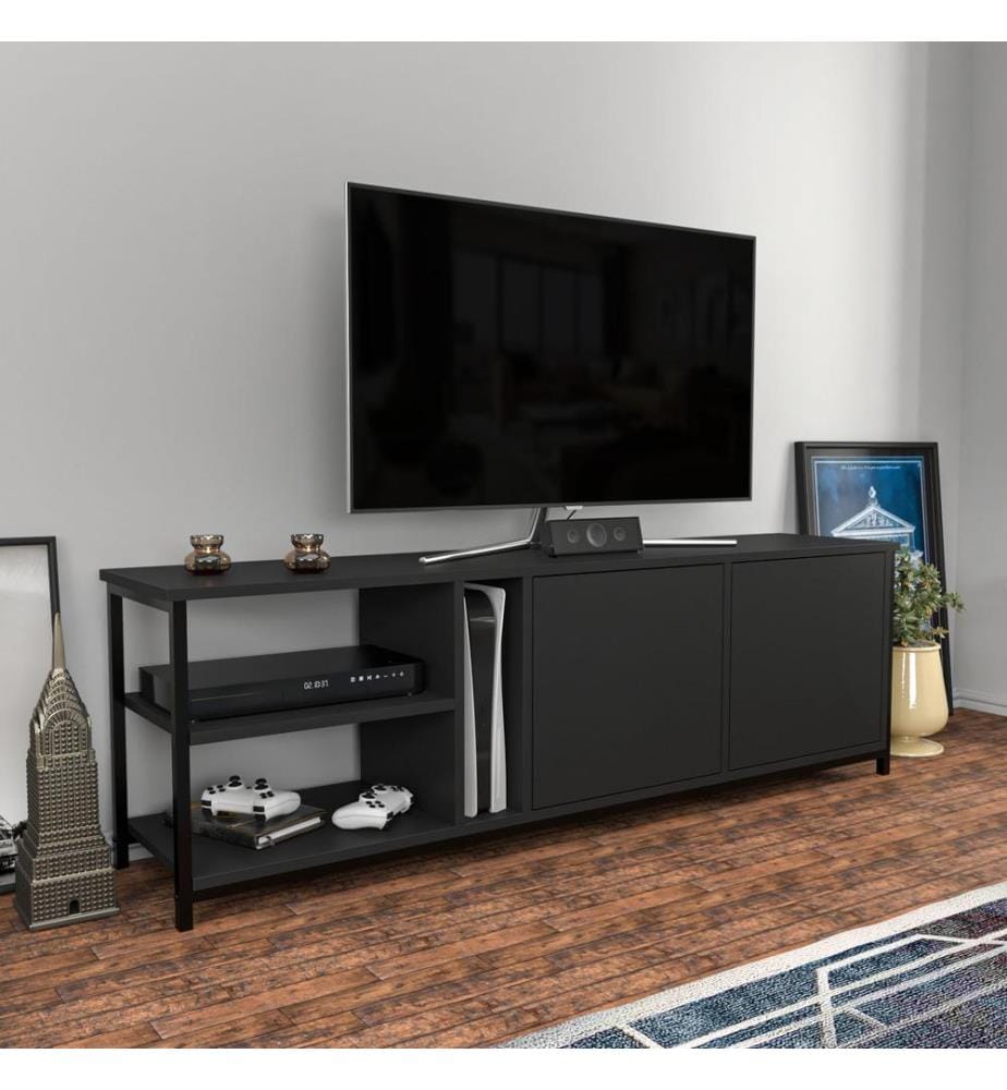 TV Stand, BlackAnthracite, Melamine Coated Particle Board