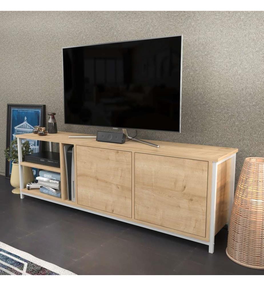 Bianco, Quercia, Armadi Tv, 50.8X160X35,3 cm, Piastra Di Particelle Rivestita Di Melamina