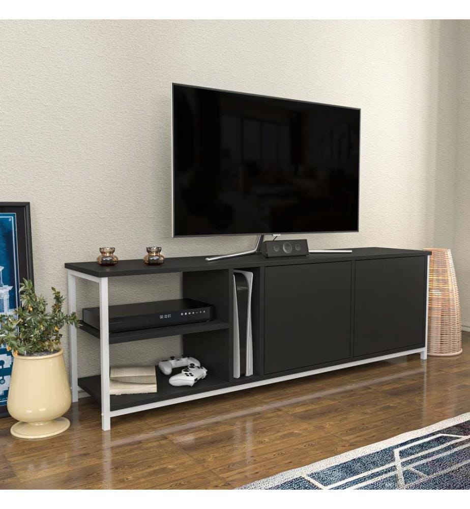 Bianco, Antracite, Mobili Tv, 50.8X160X35,3 cm, Piastra Di Particelle Rivestita Con Melamina