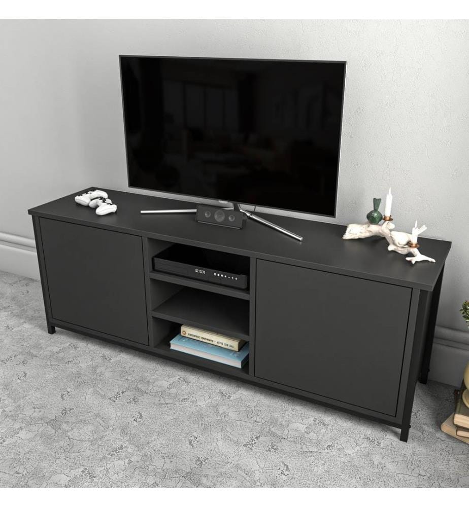 Nero, Armadi Tv, 50.8X140X35,3 cm, Piastra Di Particelle Rivestita Di Melamina