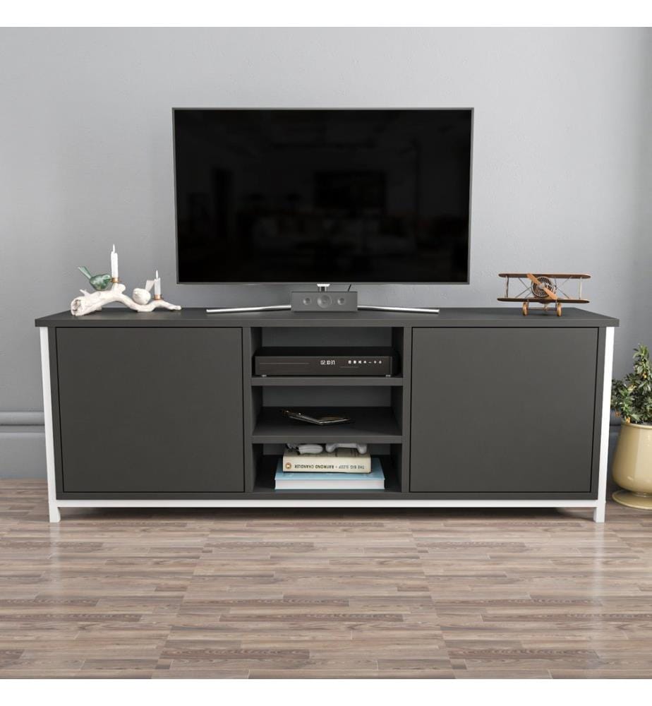 Bianco, Antracite, Mobili Tv, 50.8X140X35,3 cm, Piastra Di Particelle Rivestita Con Melamina
