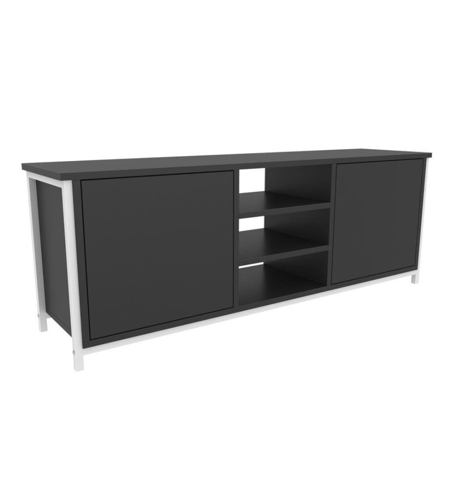 Bianco, Antracite, Mobili Tv, 50.8X140X35,3 cm, Piastra Di Particelle Rivestita Con Melamina