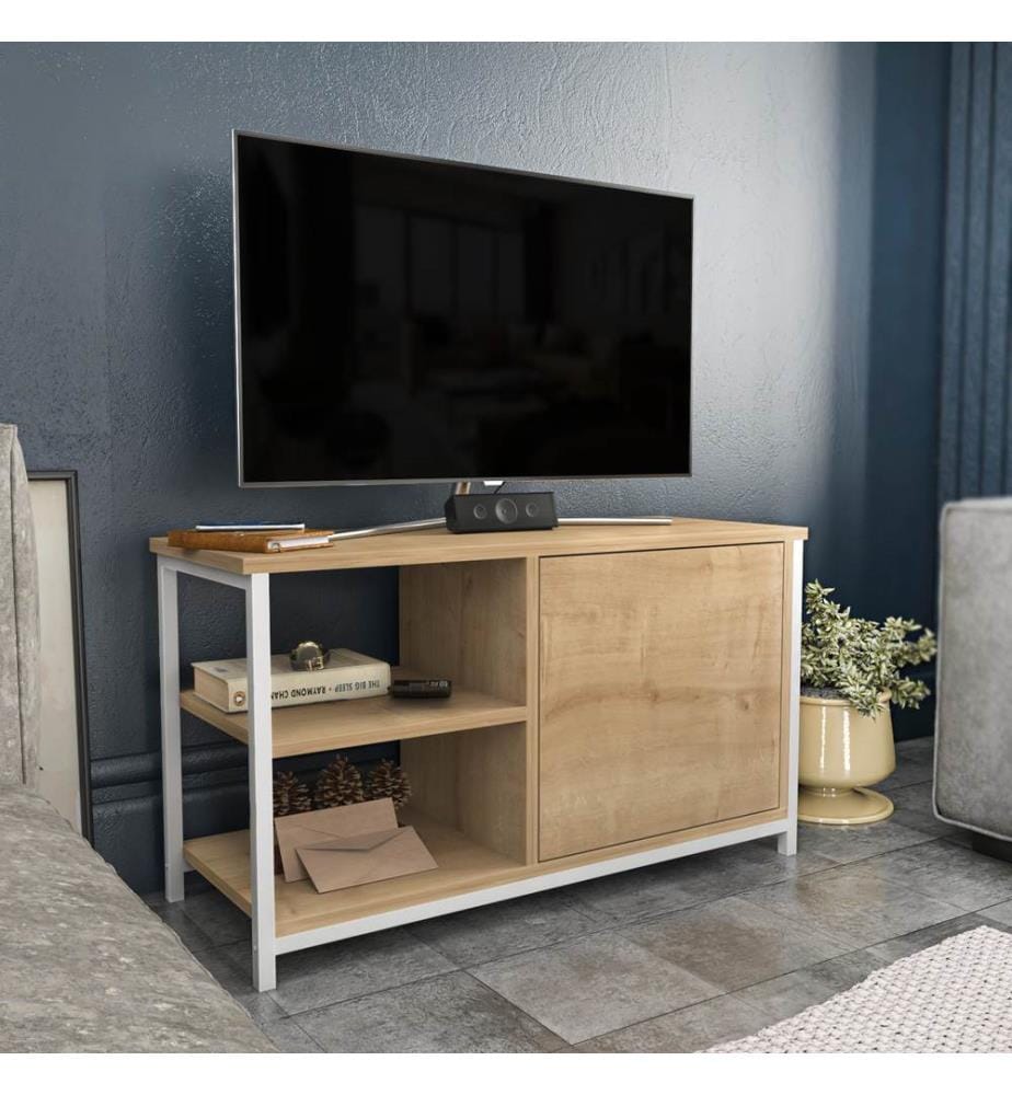 Bianco, Quercia, Armadi Tv, 50.8X89.6X35,3 cm, Piastra Di Particelle Rivestita Di Melamina