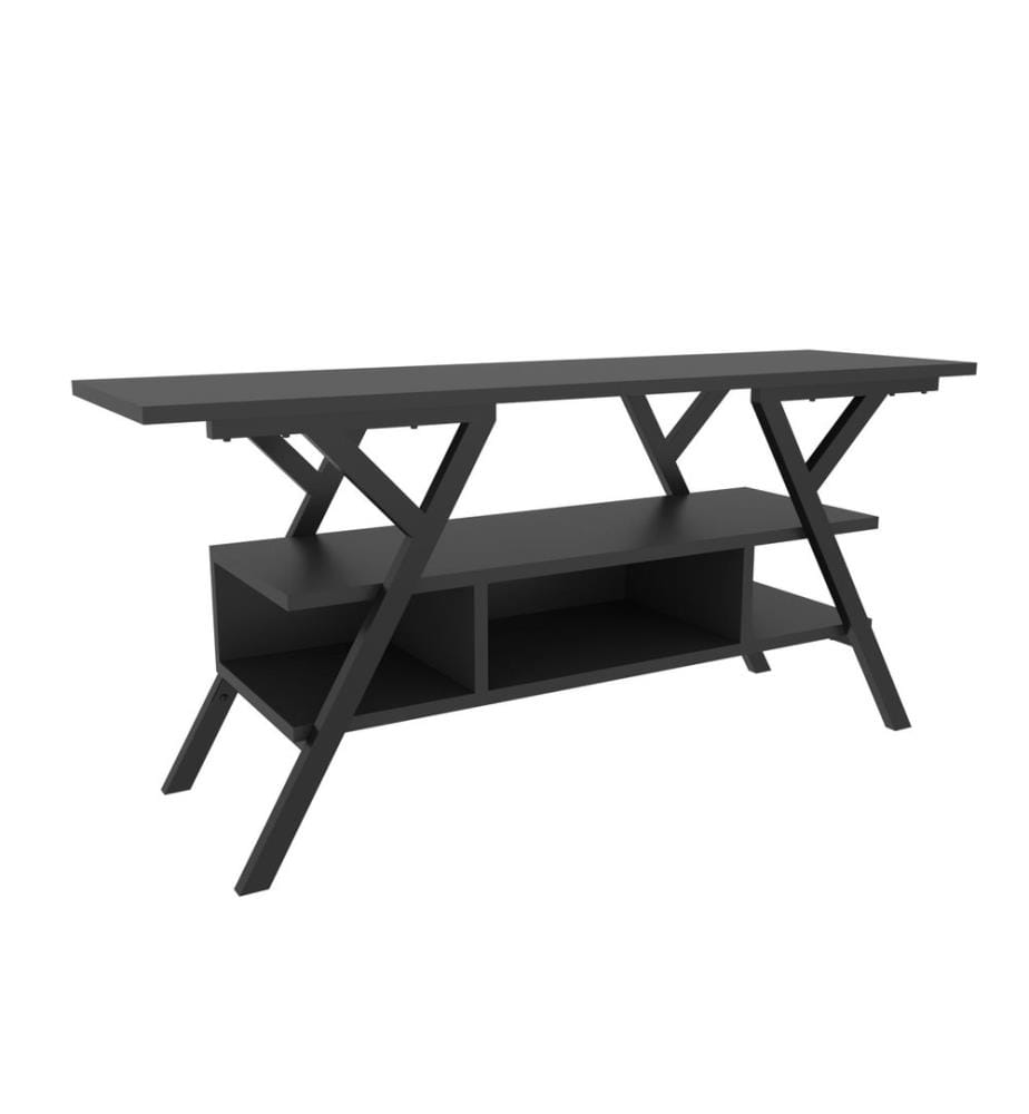Nero, Armadi Tv, 55X120X35 cm, Piastra Di Particelle Con Rivestimento A Melamina