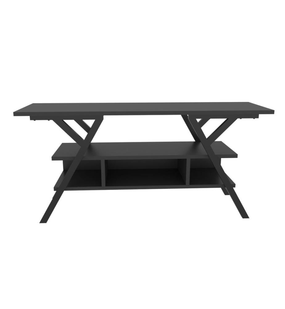 Nero, Armadi Tv, 55X120X35 cm, Piastra Di Particelle Con Rivestimento A Melamina