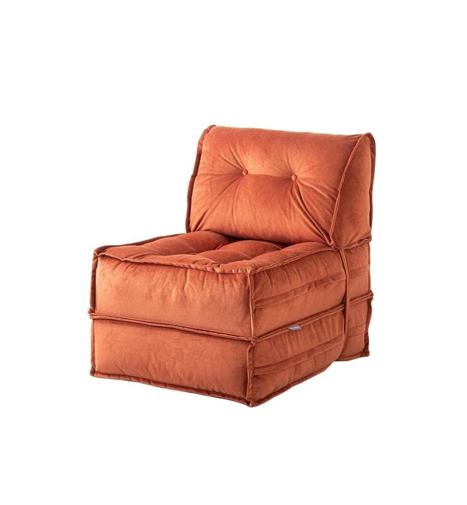 Divano letto a 1 posto, rosso piastrellato, rivestimento: 100% TESSUTO BOUCLE