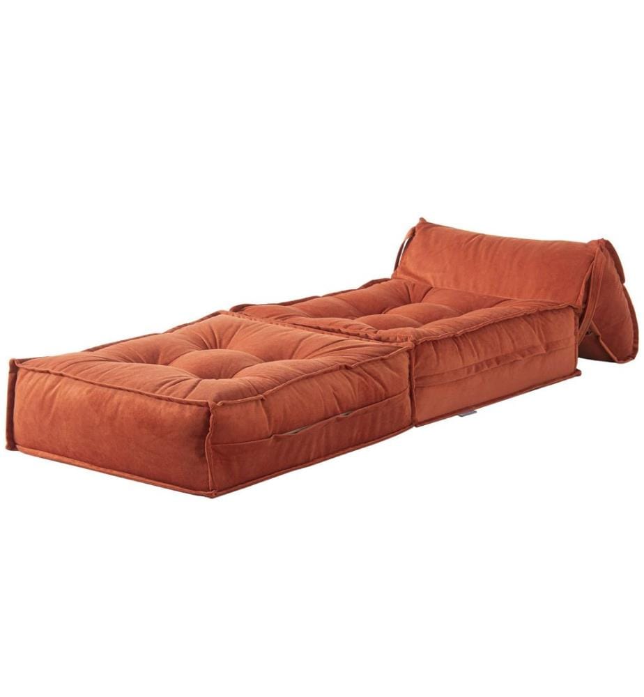 Divano letto a 1 posto, rosso piastrellato, rivestimento: 100% TESSUTO BOUCLE