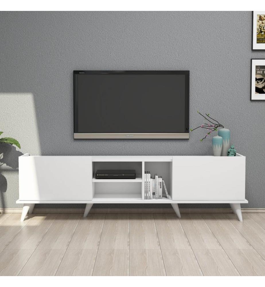 Bianco, Armadi Tv, 52X180X34 cm, Piastra Di Particelle Con Rivestimento Melamina