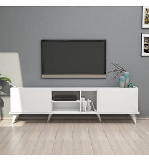 Bianco, Armadi Tv, 52X180X34 cm, Piastra Di Particelle Con Rivestimento Melamina
