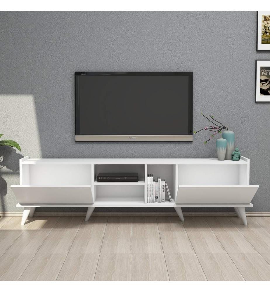Bianco, Armadi Tv, 52X180X34 cm, Piastra Di Particelle Con Rivestimento Melamina