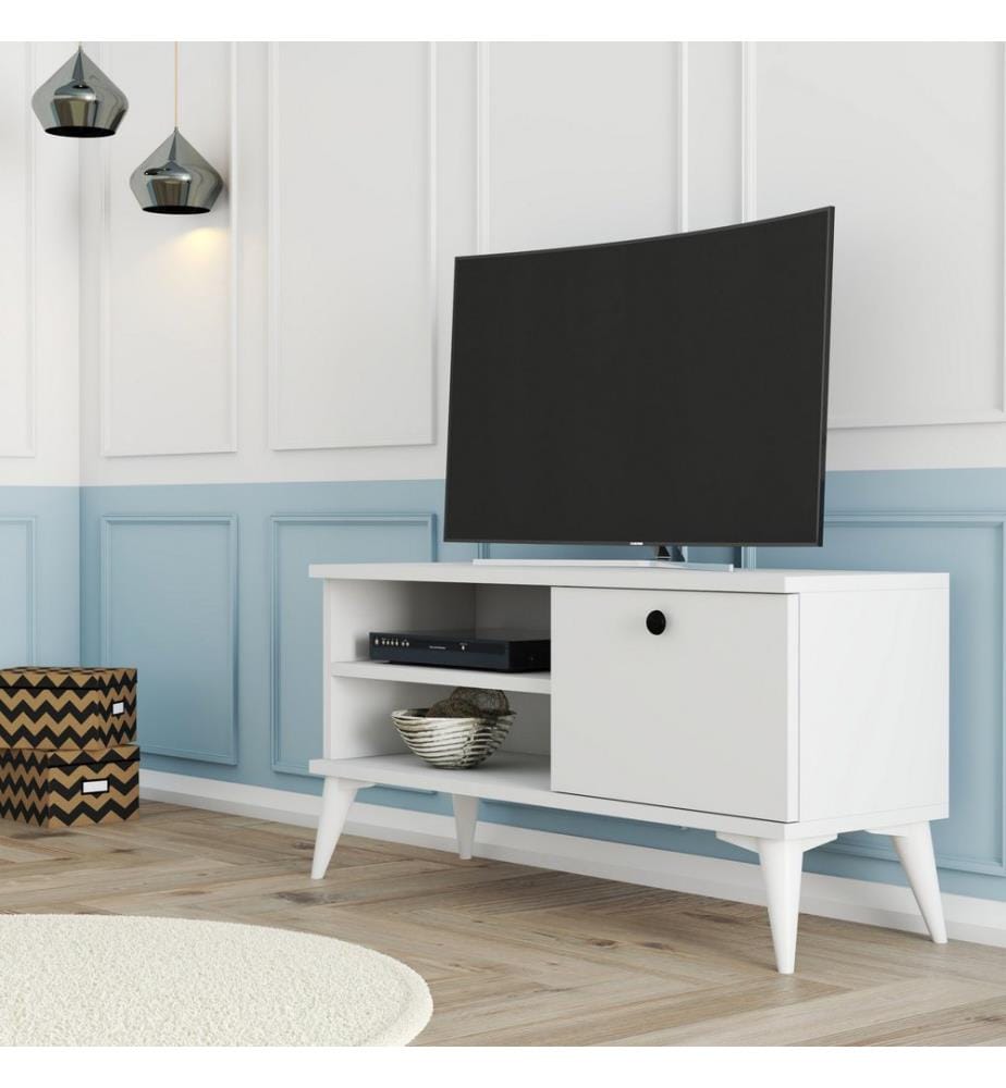 Bianco, Armadi Tv, 15X90X29,5 cm, Piastra Di Particelle Rivestita Con Melamina
