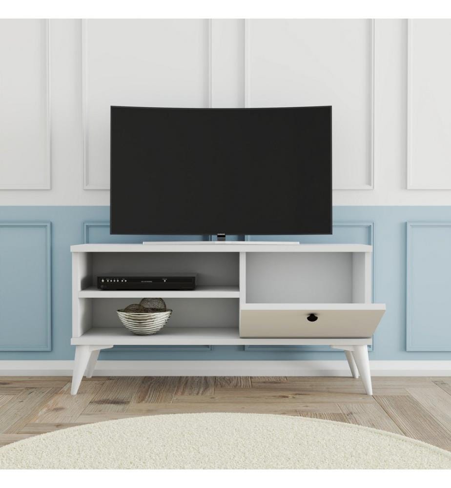 Bianco, Armadi Tv, 15X90X29,5 cm, Piastra Di Particelle Rivestita Con Melamina