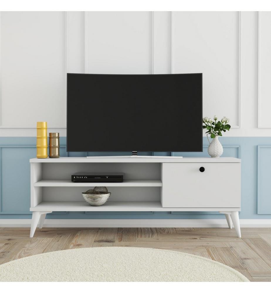 Bianco, Armadi Tv, 15X120X29,5 cm, Piastra Di Particelle Rivestita Con Melamina