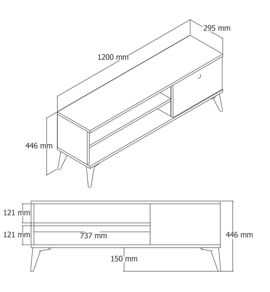 Bianco, Armadi Tv, 15X120X29,5 cm, Piastra Di Particelle Rivestita Con Melamina