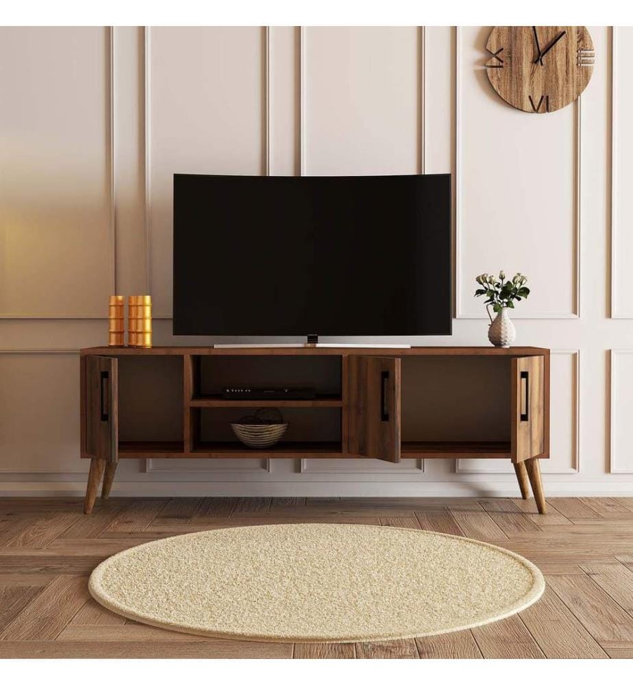 TV Stand, Walnut, Melamine Coated Particle Board