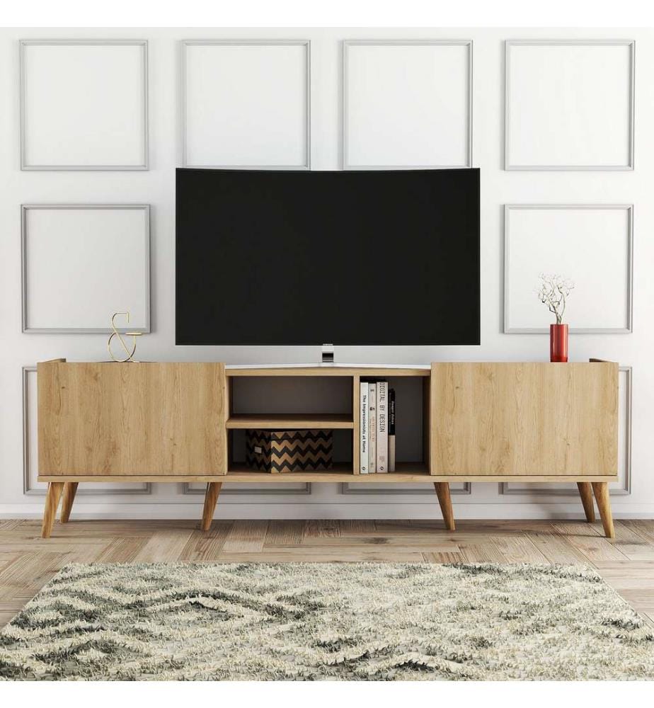 Eichenfarbig, Tv Schränke, 52X180X34 cm, Melaminbeschichtete Partikelplatte