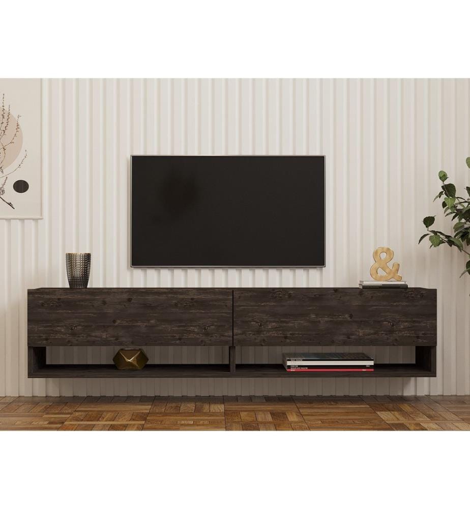 Antracite, Armadi Tv, 31X141X30 cm, Piastra Di Particelle Con Rivestimento A Melamina