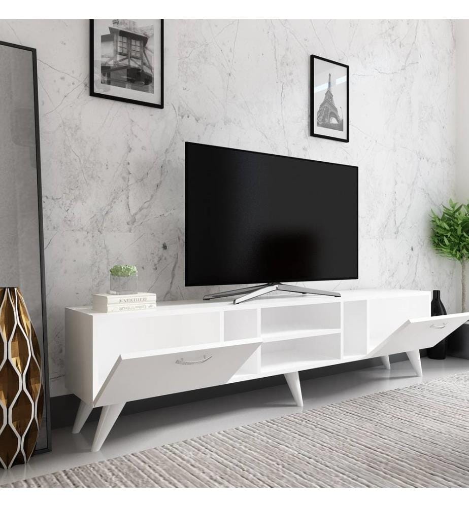 Supporto Tv, Bianco, Disco Di Particelle Rivestito Di Melamina