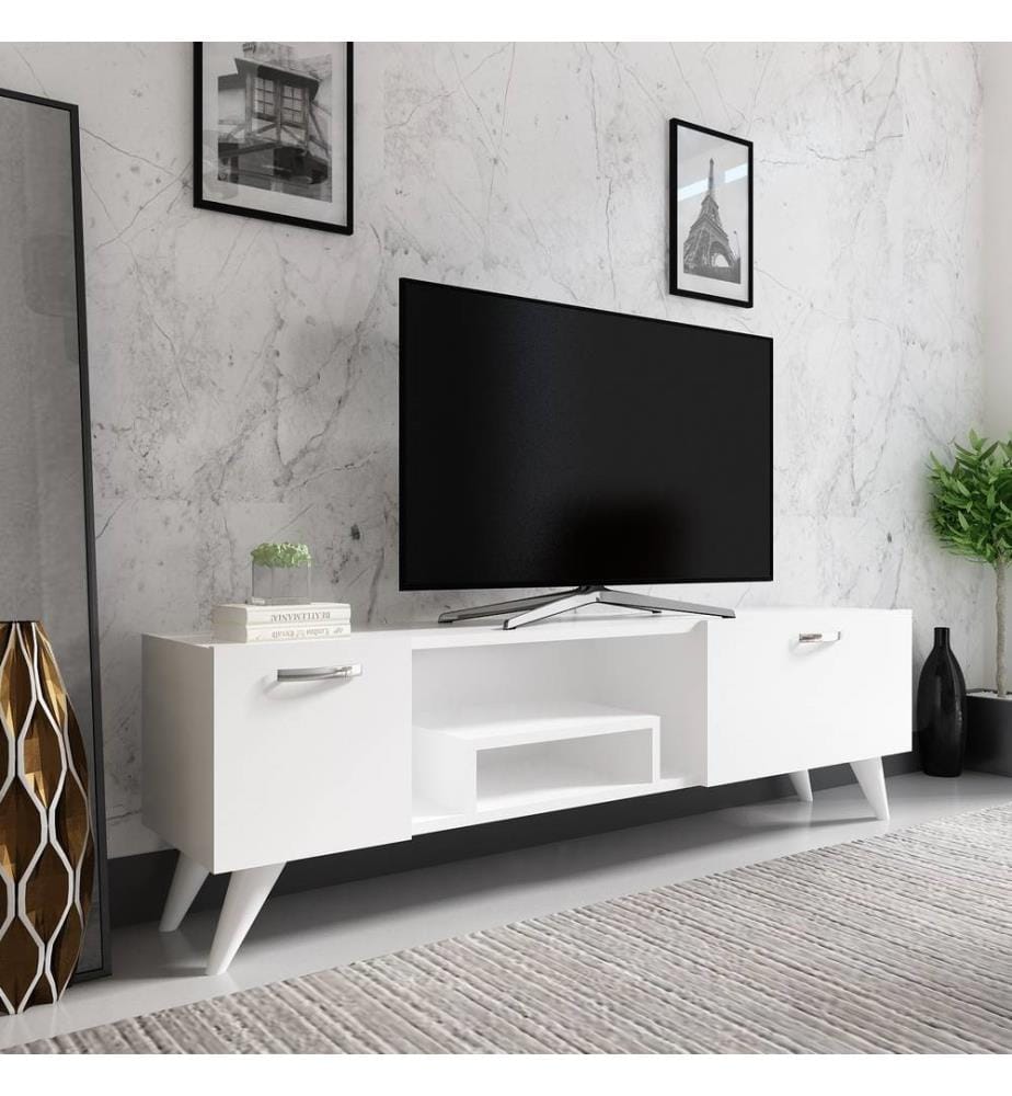 Supporto Tv, Bianco, Disco Di Particelle Rivestito Di Melamina