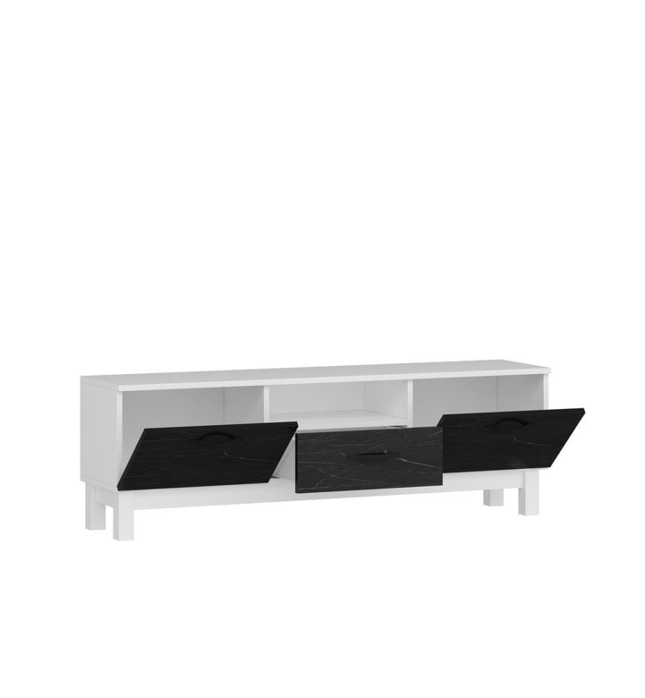 Supporto Tv, Bianco Piastra Di Particelle Neri, Melamina