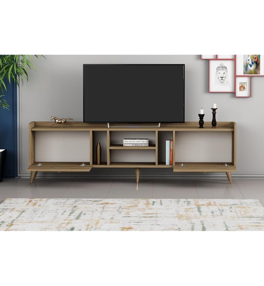 Supporto Tv, Noce, Disco Di Particelle Rivestite Di Melamina