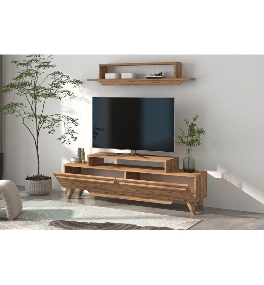 Meuble TV, Pin Atlantique, Panneau de particules mélaminé