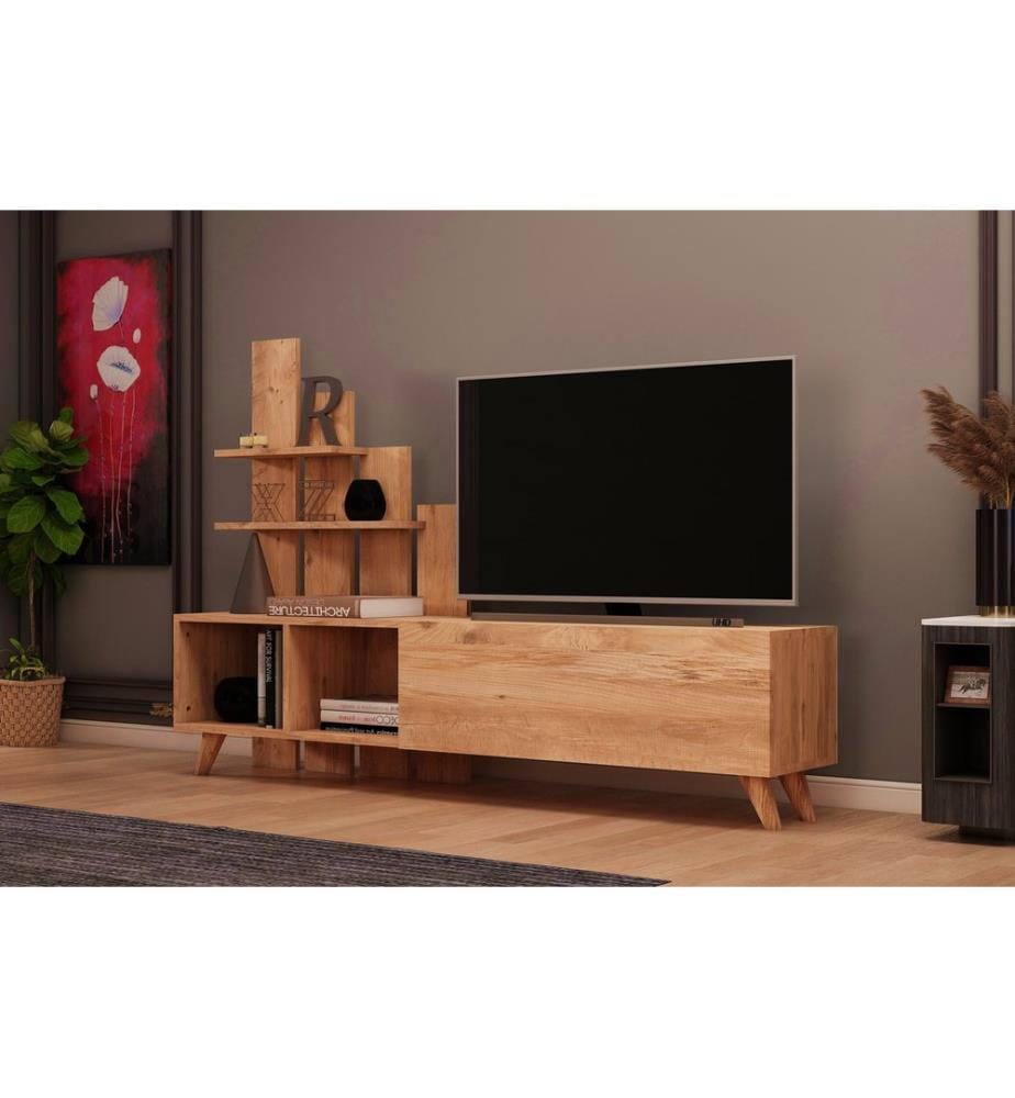 Meuble TV, Pin Atlantique, Panneau de particules mélaminé